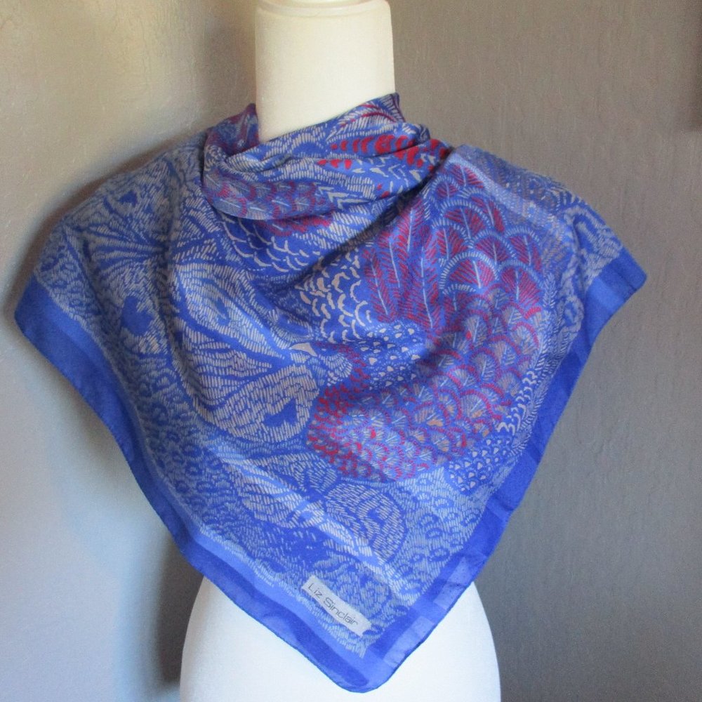 Blue peacock scarf